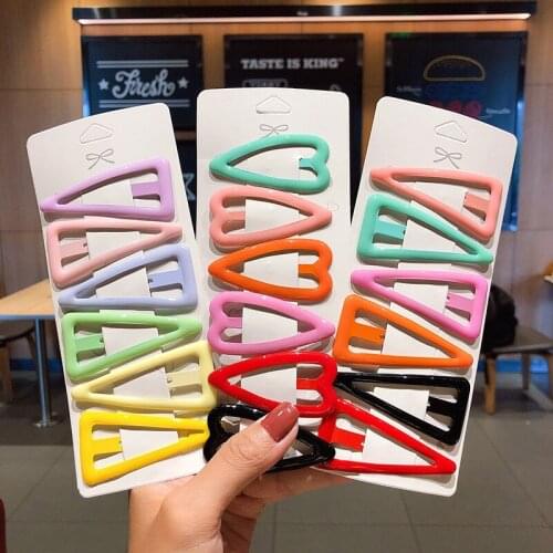 SHUANGR 6PCS/Set Women Girls Cute Colorful Heart Triangle Hairpins Sweet Hair Clips Barrettes Hair Ornament Hair Accessories