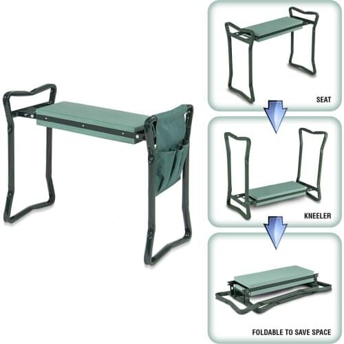 1set Folding Garden Kneeling Steel Chair+Tool Bag Lightweight Multi-functional Seat Kneel foam Pad Bearing 150kg gardening kit