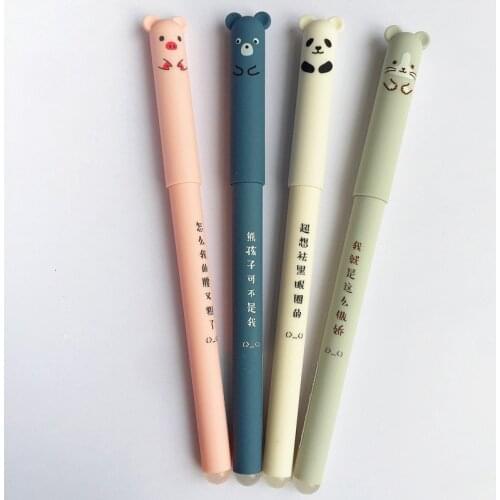 Cartoon Animals Erasable Pen 0.35mm Cute Panda Cat Magic Pens Kawaii Gel Pens For School Writing Novelty Stationery Girls Gifts