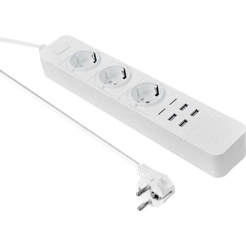 USB Power Strip EU Plug Socket 4 Outlets 4Ports USB Electronic Socket Home Office Power Board 1.8M Power Cord