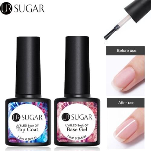 UR SUGAR 7.5ml Top Base Coat Gel Polish Soak Off UV Reinforce Vernis Semi Permanent Nail Art Manicure Gel Varnish Nails Art