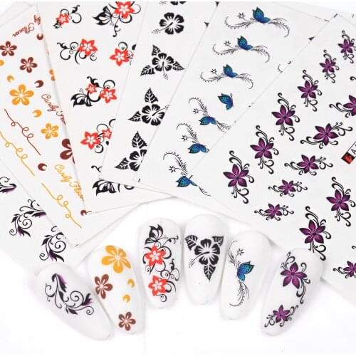 Water Nail Decal and Sticker Flower Nails Art Manicure Decals Florals Design Water Transfer Stickers For Nails Tips Beauty