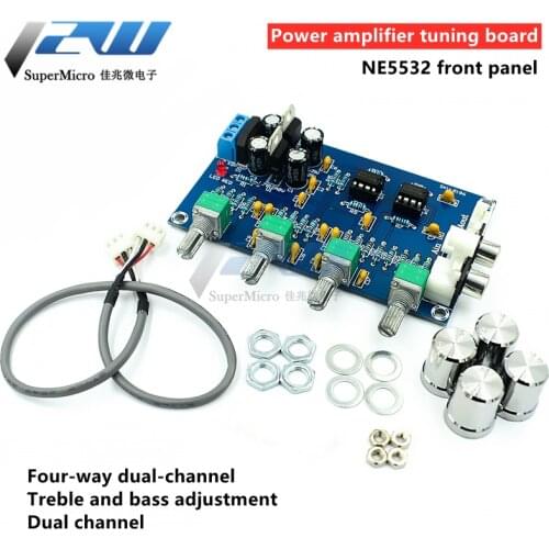 XH-M164 NE5532 Stereo Preamp Preamplifier Tone Control Board Audio 4 Channel Amplifier Module 4CH Control Circuit Phone Preamp