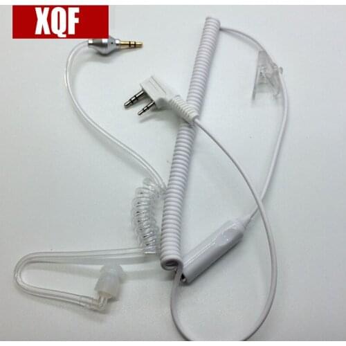 XQF 2 Pin Radio Headset PTT MIC Earpiece for Kenwood Baofeng UV-5R for TYT Two Way Radio Transparent Flexible Acoustic