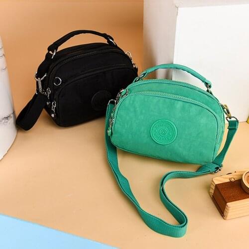 2021 New Womens Bag Fashion Pure Color Casual Tote Shoulder Bag Female Bag Nylon Handbag Zipper Handle Messenger Crossbody Bags