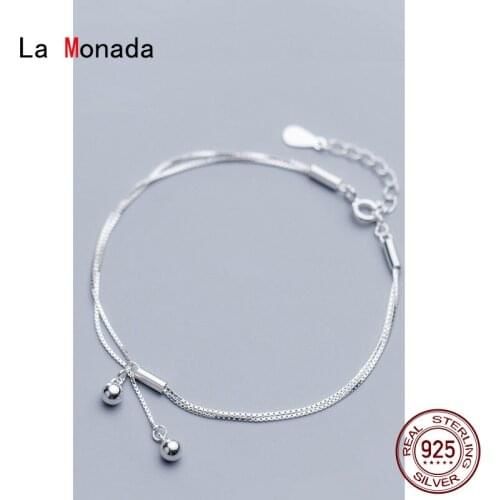 La Monada Bead Charm Box Chain Bracelets For Women Silver 925 Sterling Jewelry Fine 925 Sterling Silver Womens Bracelet Female