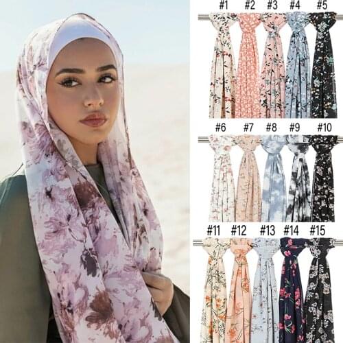 80 Colors Newest Floral Chiffon Scarf Hijabs Big Size Flower Women Shawls Muslim Head Wraps Fashion Head Scarves for Ladies 2021