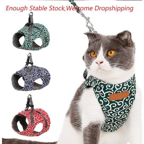 Pet Small Cat Harness Vest Breathable Mesh Harness Leash for Cats Small Dog Adjustable Harness Lead for Kittens Kedi Gatos Kat