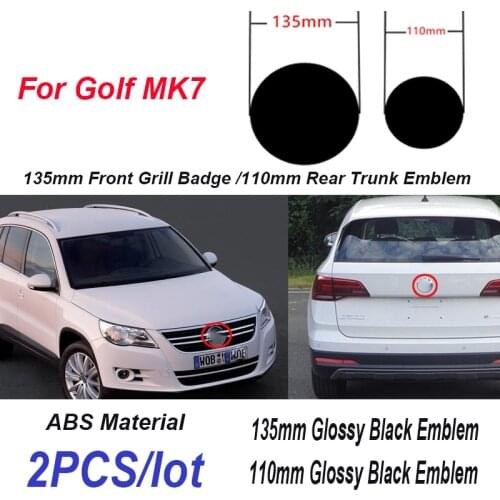 2x135mm 110mm ABS Car Front Grill Badge Rear Trunk Emblem Car Emblem Replace Insignia Front Grille Car Badge Grid for Golf MK7