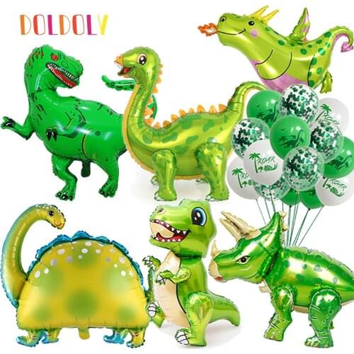 1pcs Large 4D Walking Dinosaur Foil Balloons Jungle Animal Boys Birthday Party Decors Tyrannosaurus Jurassic Dragon Kids Toys