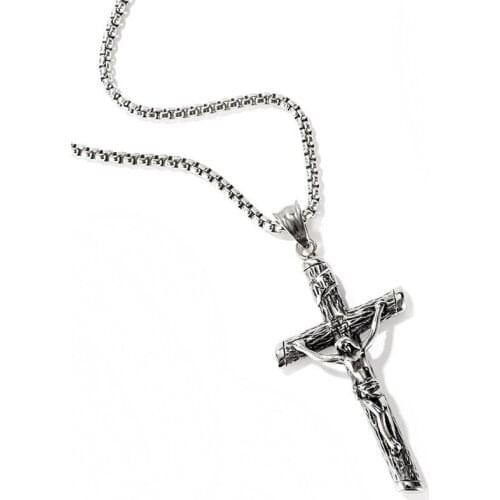 2021 Gold Christian Stainless Steel Pendant Necklace Crucifix Jesus Cross For Men Fashion Jewelry Pendant Chain Necklaces Gifts