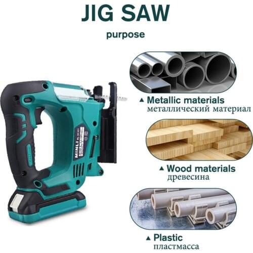 21V Cordless Jig Saw Rechargeable Electric Planer Cordless Wood Cutting Saw Blades Jigsaw Power Tool With Li-Ion Battery US Plug