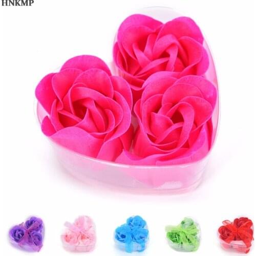 3Pcs Hot Selling Wedding Party gift for your good friend Scented Rose Flower Petal Bath Body Soap