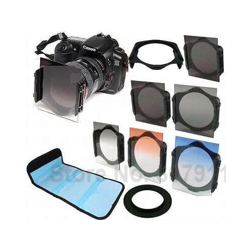 49 52 55 58 62 67 72 77 82mm Ring Adapter+ ND2 ND4 ND8 + Graduated Orange Blue Filter for Cokin p series With Tracking Numnber