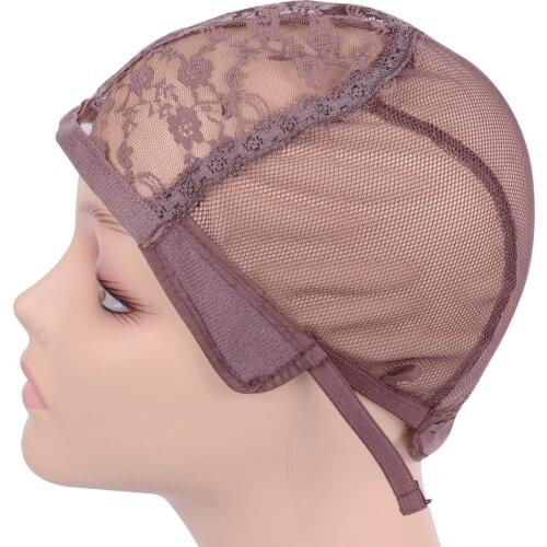 5Pcs Wig Cap for Making Wigs With Adjustable Strap on The Back Weaving Cap Size Glueless Wig Caps Good Quality Hair Net Brown