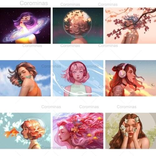 5D Diy Diamond Painting Cartoon Elegant Girl Portrait Full Square Round Diamond Embroidery Mosaic Kit Home Decoration Gift Decor