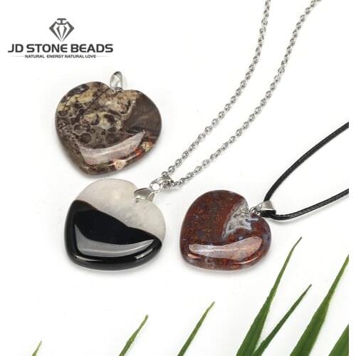 Agate Love Heart Shape Gemstone Pendants Charm Handmade Necklace Charm Decoration Valentines Gift Accessories