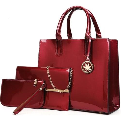 Amberler Fashion Women PU Leather Handbags 3 Pieces Set Shoulder Bag High Quality Large Capacity Crossbody Bags For Women Bag