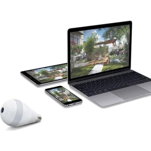 Wireless WiFi Camera Bulb Camera Remote Control Monitor HD Smart Camera 360° Panoramic Monitor Light Bulb Shape Baby Monitor