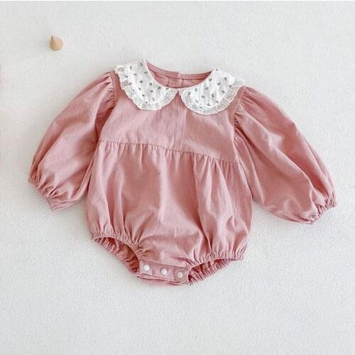 Newborn Baby Girls Bodysuits Fashion Clothing Spring Autumn Infant Bodysuit Toddler Girls Long Sleeve Floral Lapel Jumpsuit