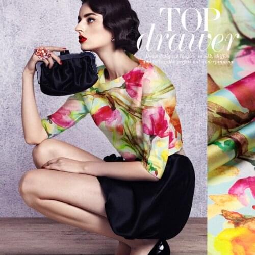 PRINT SILK ORGANZA SATIN FABRIC 135cm width 14momme Silk Fabric For Women Dress Chinese Silk Manufacturer