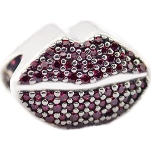 Kiss More Charm Red Lips Bead Fits European Woman DIY Bracelets original sterling silver Beads For Jewelry Making