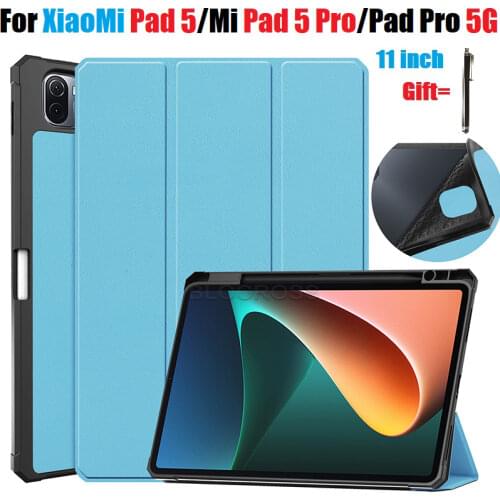 With Pencil Holder Case for Xiaomi MiPad5 Mi Pad 5 Pro / pad5 11 tablet Shell Stand Cover Soft TPU Back Smart Magnet Stand Case