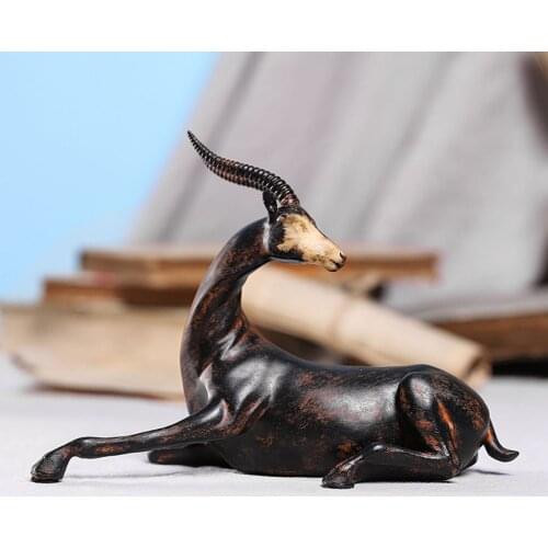 Black Antelope Statue Decoration Animals Art Sculpture Indoor Outdoor Resin Craft Home Decor Ornament