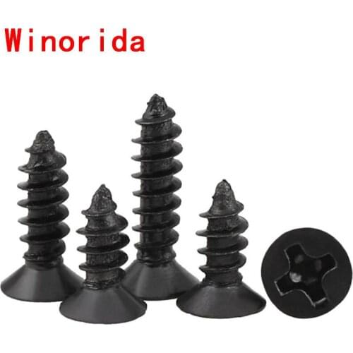 GuHua Black Cross Recessed Countersunk Flat Head Self Tapping Screw KA Phillips Cell Phone Small Screw M1.0M1.2M1.4M1.7 1000Pcs