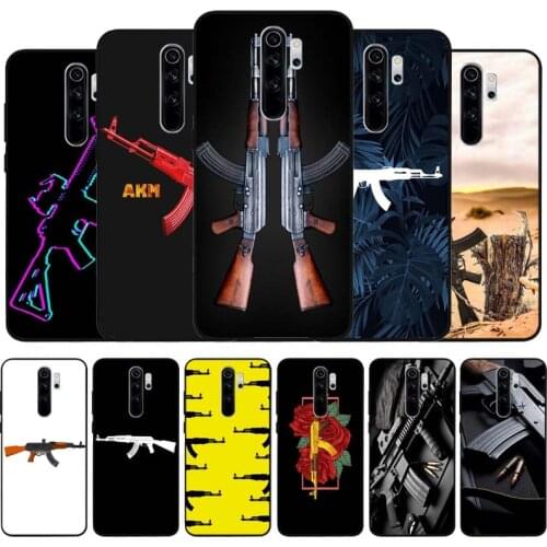 AK47 Gun black Silicone Phone Case For Redmi note 9 8 7 Pro S 8T 7A Cover