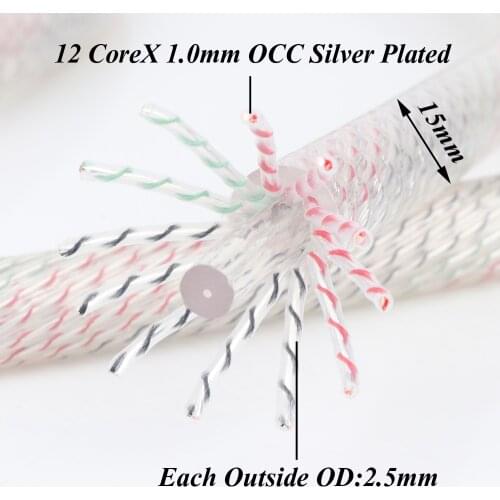 Hi-end copper Wire Silver Plated DIY Custom 12 core Interconnect cable Power Cord Speaker Cable For Amplifier CD Player