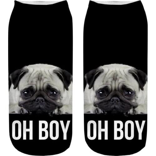 Cotton Popular Funny Unisex Women Short Socks 3D Dog Printed Anklet Socks Casual Low Cut New Fashion Gift Meias Femme Calcetines