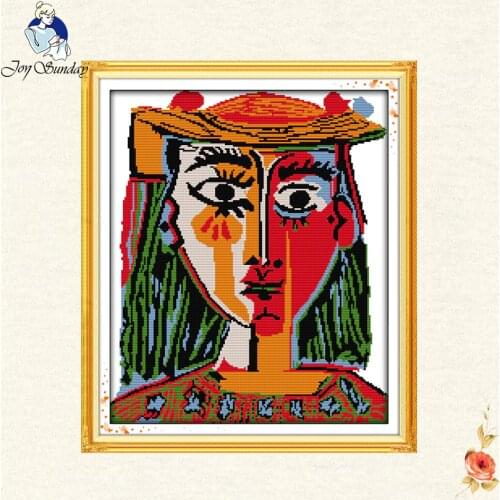Joy sunday Picasso wore a womans cross stitch hat DMC Handm Counted Chinese Cross Stitch Kits printed set Embroidery Needlework