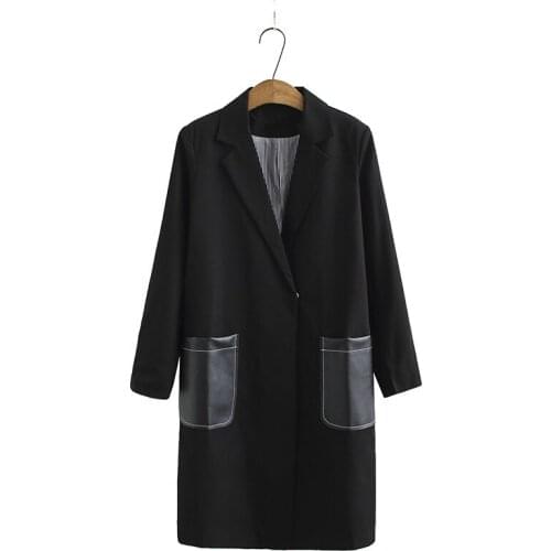 Plus Size Suits For Women In Spring And Autumn Lapel L-3XL Fashion Long Sleeve Mid-Length Coat Large Size Coat For Fatwomen Wear