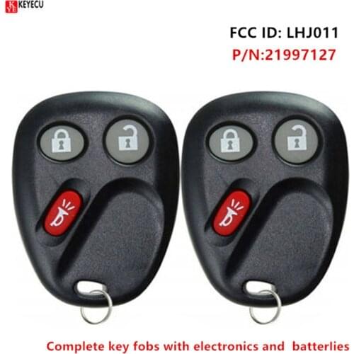 Keyecu 2PCS LHJ011 for GMC Sierra Yukon 2003 2004 2005 2006 Keyless Remote Car Key Fob 15132198, 15186200 15186201 15186203