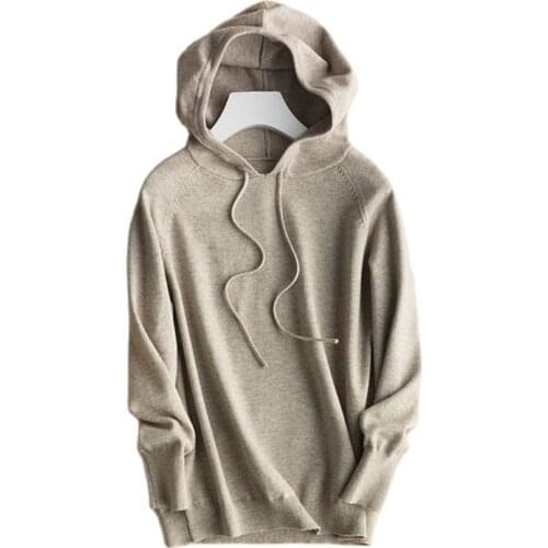 New Korean Cashmere Cotton Blend Hooded Sweatshirt Hoodies Women Clothes Streetwear Casual Pullovers Knitted Long Sleeve Hoodie