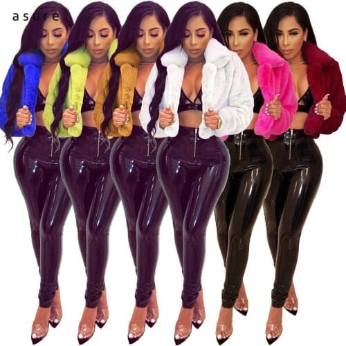 Leather Plush Faux Fur Jacket Women Blazer Ladies Coats Luxury Winter Tops 2021 Blouse Outerwear Female Designer Clothing G0154