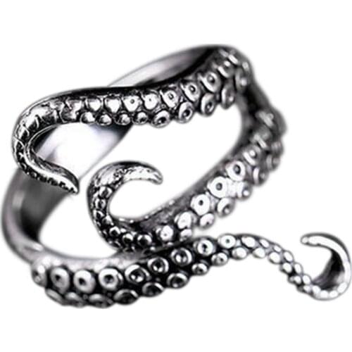 Cool Rings Gothic Deep Sea Squid Octopus Ring Fashion Jewelry Opened Adjustable Size Octopus Ring Vintage Halloween Jewelry Gift