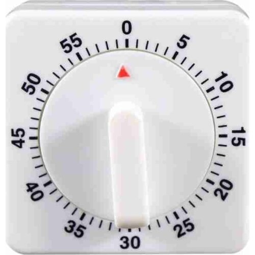 1pc 60 Minutes Kitchen Timer Count Down Alarm Reminder White Square Mechanical Timer For Kitchen 6*6*3.5cm