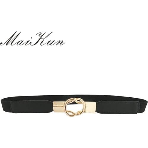 MaiKun Thin Belts for Women Metal Buckle Elastic Waist Belt Female Straps Waistband for Dress Jeans