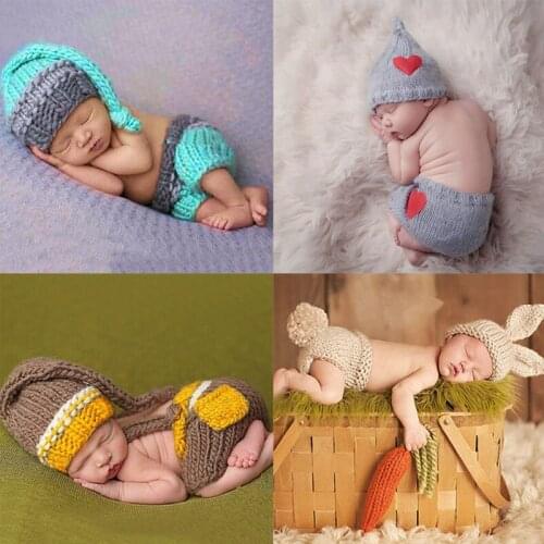 Newborn Baby Cute Crochet Knit Costume Prop Outfits Photo Photography Baby Hat Photo Props New born baby girls Cute Outfits