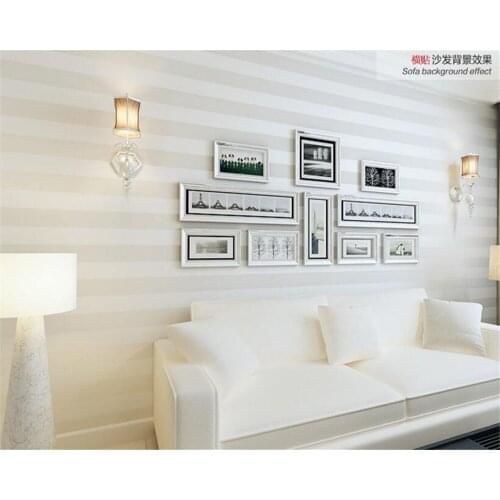 Beibehang white vertical wall wallpaper living room bedroom background 3d wallpaper Beibehang wallpaper 0.53x10m wallpaper roll