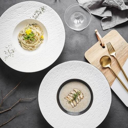 Nordic Ceramic Straw Hat Steak Plate Household 11.5 Inch Western Restaurant Hotel Pasta Salad Main Meal Plate Kitchen Tableware