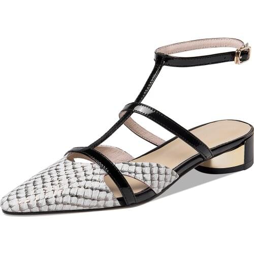 Kmeioo New Fashion Pointed Toe flat Sandals Woman Ladies elegant comfortable casual Pumps Dress Genuine leather Shoes