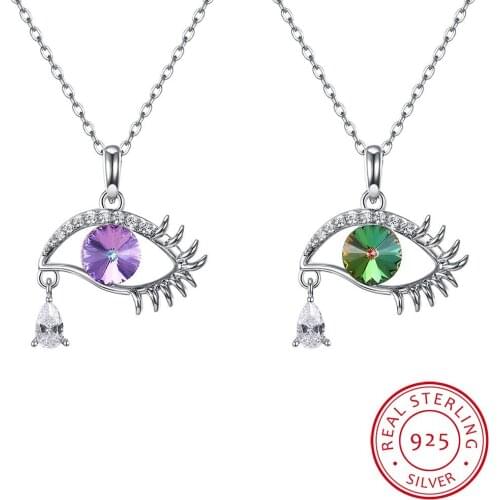 925 sterling silver Choker pendants Necklace For Women Crystals Blue Eyes Women Statement Necklace Fine Jewelry