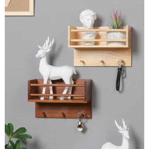 Floating Shelf Multifunctional Retro Wood Wall Decoration Storage Book Shelf for Bedroom