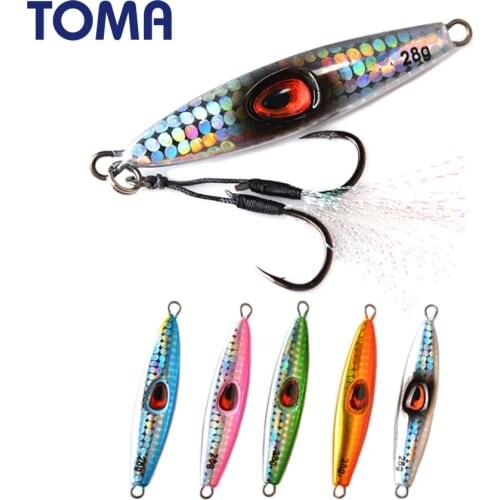 TOMA Slow Pitch Jigging Spoon Fishing Lure 28g Lead Metal Micro Clamp Jig Casting Luminous Saltwater Bass Bait Tackle