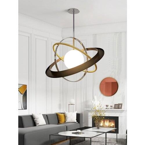 Postmodern Simple Planet LED Pendant Lights Living Dining Room Childrens Bedroom Luminaires Creative Iron Round Hanging Lamp