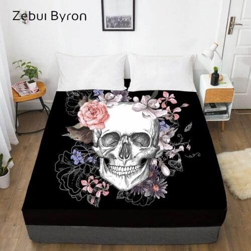 3D Custom Bed Sheets With Elastic,Fitted Sheet Queen/King,Skull Flowers Day Mattress Cover 135/150/160x200 bedsheet,drop ship