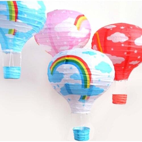 Rainbow Hot Air Balloon Paper Lanterns Ball Hanging Gift Crafts For Wedding Decoration Kids Birthday Party Supplies 30cm 40cm